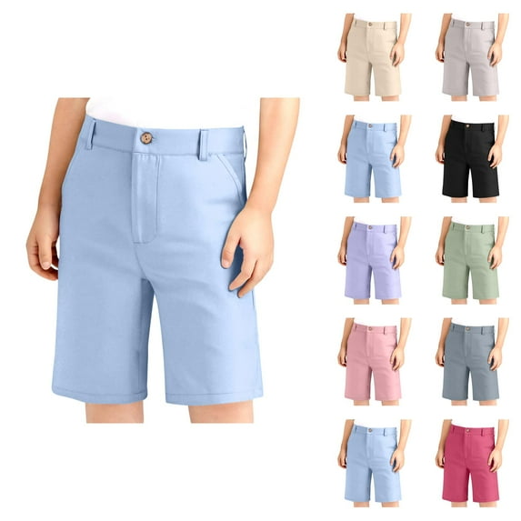 Boys' Shorts Boys Casual Shorts Boys' Girls Adjustable Waist Stretch Flat Front Shorts For School Uniformss