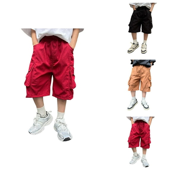 Boys' Shorts Boys Casual Shorts Boys Pants For Daily Wear Loose Fit Versatile Utility Style Ideal For Ages 4 14 Years Durable And Comfortable Machine And Hand Washable