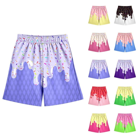 Boys Shorts Boys Fashion Children's Casual Ice Printed Shorts Baseball ShortsEElastic Waistband With Pocket Shorts (2 14 Years)
