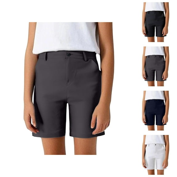 Boys Shorts Boys Fashion Summer Boys' Large Sized Suit Shorts In Solid Color With Buttons Casual And Formal Five Inch Mid Length Pants For School Performance Pants