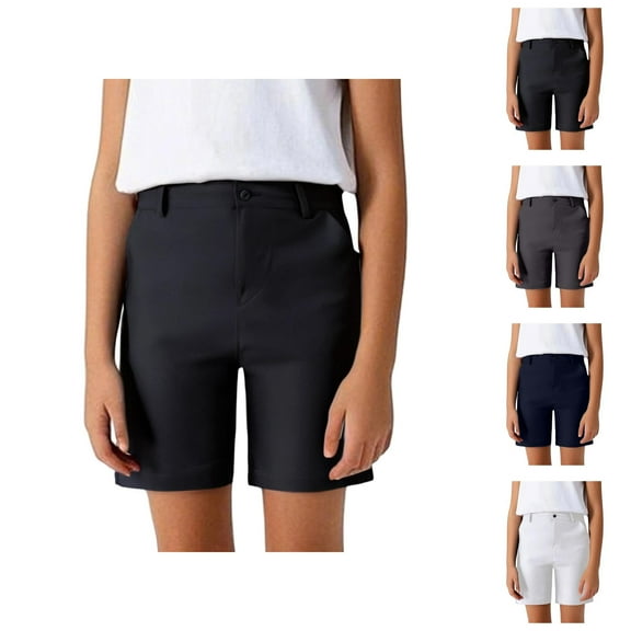 Boys Shorts Boys Fashion Summer Boys' Large Sized Suit Shorts In Solid Color With Buttons Casual And Formal Five Inch Mid Length Pants For School Performance Pants