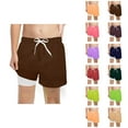 thumbnail image 1 of Boys Shorts Boys Pants Boys Fashion Solid Swim Trunks With Compression Liner Stretch Swim Shorts, 1 of 4