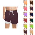 thumbnail image 1 of Boys Shorts Boys Pants Boys Fashion Solid Swim Trunks With Compression Liner Stretch Swim Shorts, 1 of 4