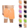 thumbnail image 1 of Boys Shorts Boys Pants Boys Fashion Solid Swim Trunks With Compression Liner Stretch Swim Shorts, 1 of 4