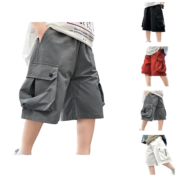Boys' Shorts Boys Summer Shorts Boys' 2025 New Cargo Shorts Lightweight Breathable Summer Casual Pants With Pockets Elastic Waistband & Adjustable Straps For Toddlers And Big Kids