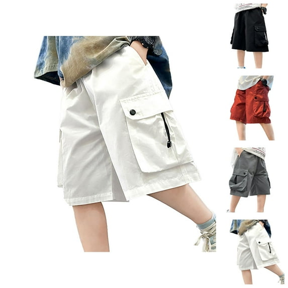 Boys' Shorts Boys Summer Shorts Boys' 2025 New Cargo Shorts Lightweight Breathable Summer Casual Pants With Pockets Elastic Waistband & Adjustable Straps For Toddlers And Big Kids