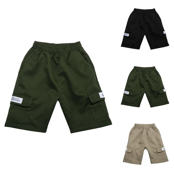 Boys Shorts Boys Summer Shorts Boys Kids Cargo Shorts Youth Boy's Casual Solid Color Stretch Shorts Outdoor Cargo Bottoms