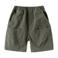 thumbnail image 1 of Boys' Shorts Breathable Solid Color Cargo Shorts with Pull-on Elastic Waistband and Pockets Boys Clothes Jogger Shorts,Z1-Army Green,4-5 Years, 1 of 3