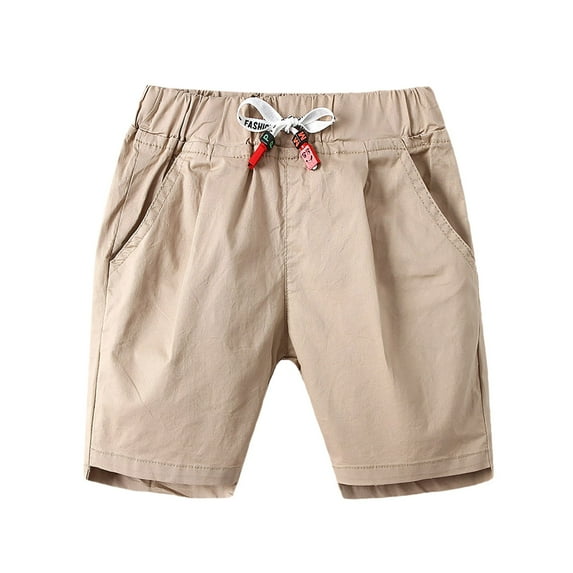 Boys' Shorts Breathable Solid Color Cargo Shorts with Pull-on Elastic Waistband and Pockets Boys Clothes Jogger Shorts,Z7-Khaki,4-5 Years