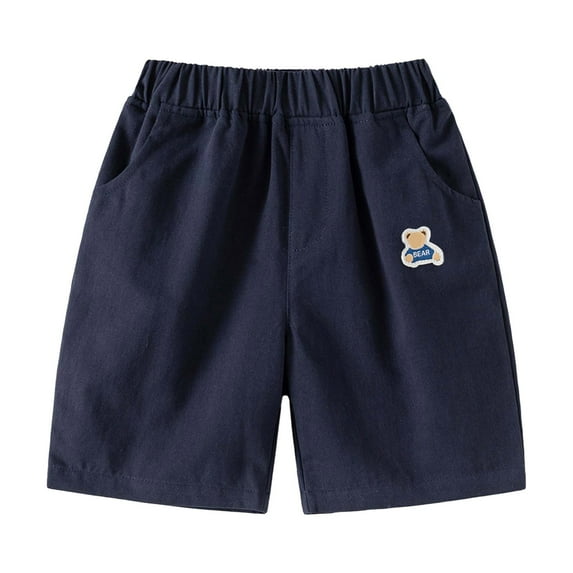 Boys' Shorts Breathable Solid Color Cargo Shorts with Pull-on Elastic Waistband and Pockets Boys Clothes Jogger Shorts,Z8-Navy,2-3 Years