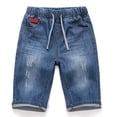 thumbnail image 1 of Boys Shorts Classic Wide Leg Denim Shorts with Pocket Boys Basketball Shorts 9-10 Years, 1 of 7