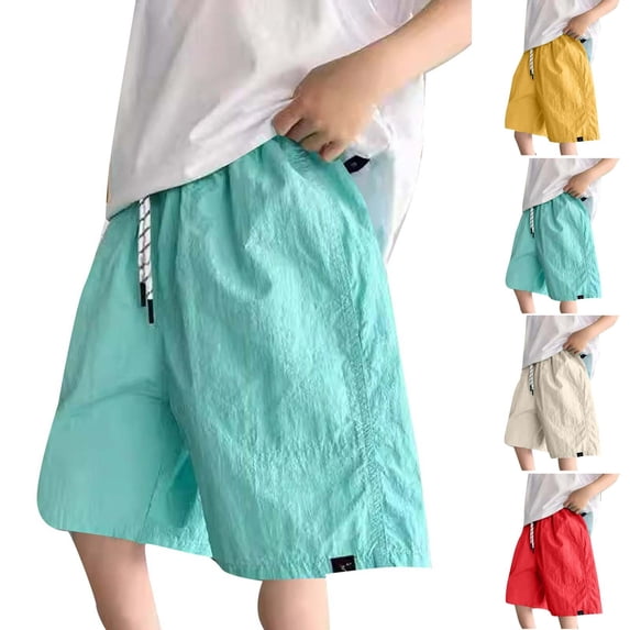 Boys Shorts Cotton Sport Shorts Summer Knee Length Solid Jogger Shorts Casual Pants Elastic Waist Short Yellow 9-10 Years