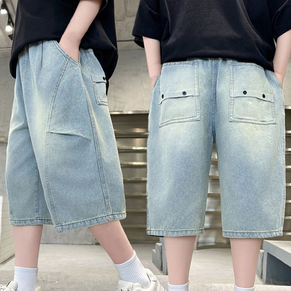 Boys Shorts Fashion Loose Elastic Waist Boys Cargo Pants Boys Fashion 13-14 Years