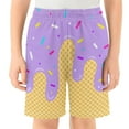 thumbnail image 1 of Boys Shorts Fun Ice Cream Cone Printed Summer Shorts for Kids Comfortable Elastic Waistband with Pockets Light Purple 150, 1 of 3