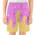 thumbnail image 1 of Boys Shorts Fun Ice Cream Cone Printed Summer Shorts for Kids Comfortable Elastic Waistband with Pockets Pink 140, 1 of 3