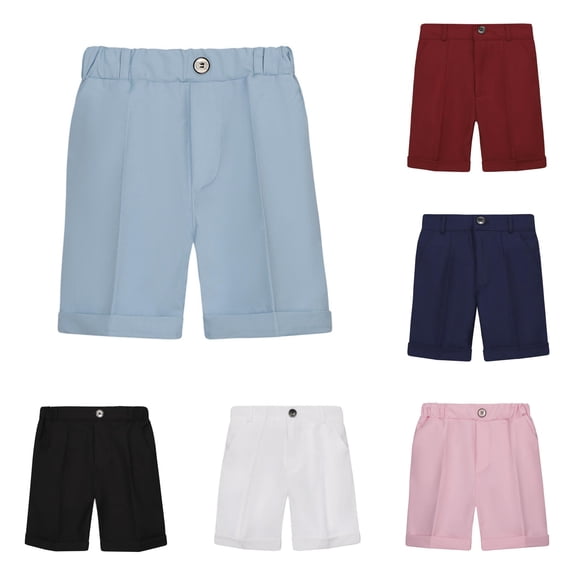 Boys Shorts Loose Fit Casual Breathable Solid Color Pleated Shorts Outdoor wear