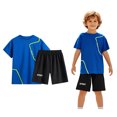 thumbnail image 1 of Boys' Shorts Set 2 Pcs Short Sleeve Shirt Tee Shorts Set Quick Dry Athletic Tops Clothes for Boys 7-8 Years, 1 of 9