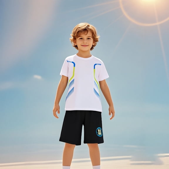 Boys' Shorts Set 2 Pcs Short Sleeve T-Shirt and Elastic Shorts Shirt Athletic Shirts Boys Size 3-4 Years Shirts Boys Girls Fashion