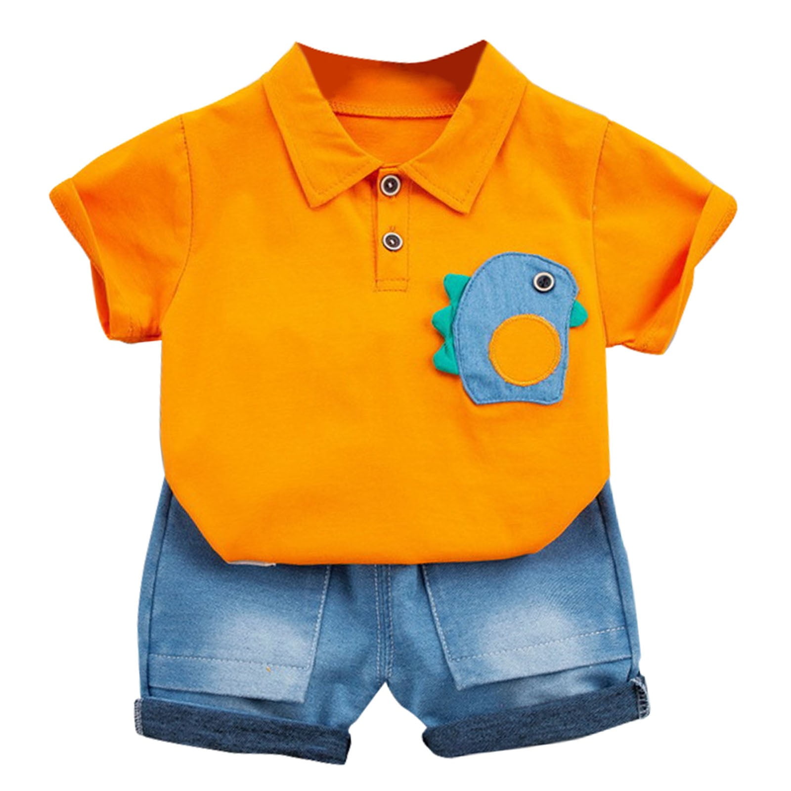 Boys “Good Time Snack” Cartoon Outfit – Printed T-Shirt & Shorts Set (2-Piece) main image 1