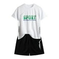 thumbnail image 1 of Boys Shorts Sets 2 Piece Color Block Tee Shirt and Athletic Shorts for Kids Short Sleeve Summer Outfit Sets for Boys,X2-WH4,9-10 Years, 1 of 3