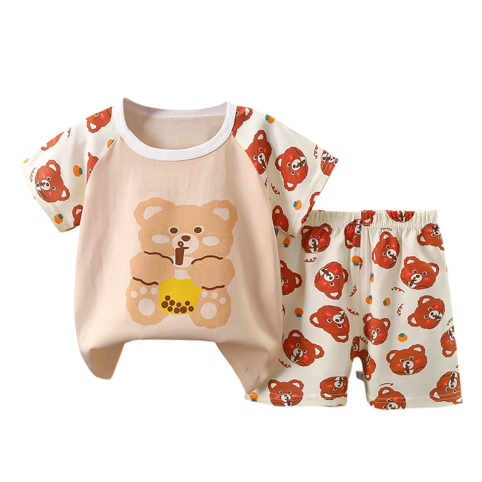 Boys Shorts Sets 2 Piece Toddler Cartoon Printed Short Sleeved Round ...