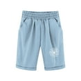 thumbnail image 1 of Boys Shorts Size 14-16 Summer Letter Print New York Drawstring Elastic Waist Hiking Shorts Lightweight Kids Summer Shorts with Pockets Kids Clothes,Light Blue,140(9-10 Years), 1 of 4