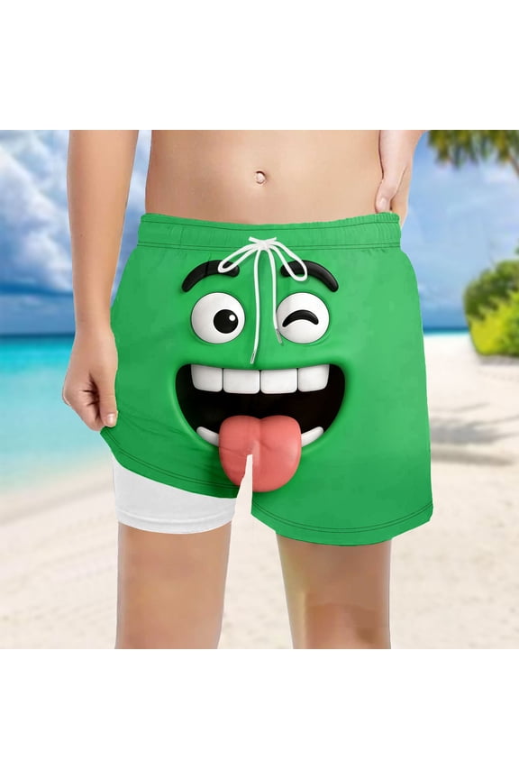 Boys Shorts Size 3-4Y Youth Funny Face Print Shorts Casual Summer