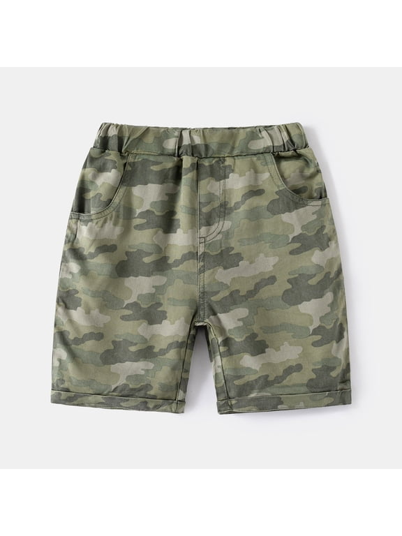 Boys Shorts Size 4-5Y Kids Camo Print Cargo Shorts Thin Casual Five Point