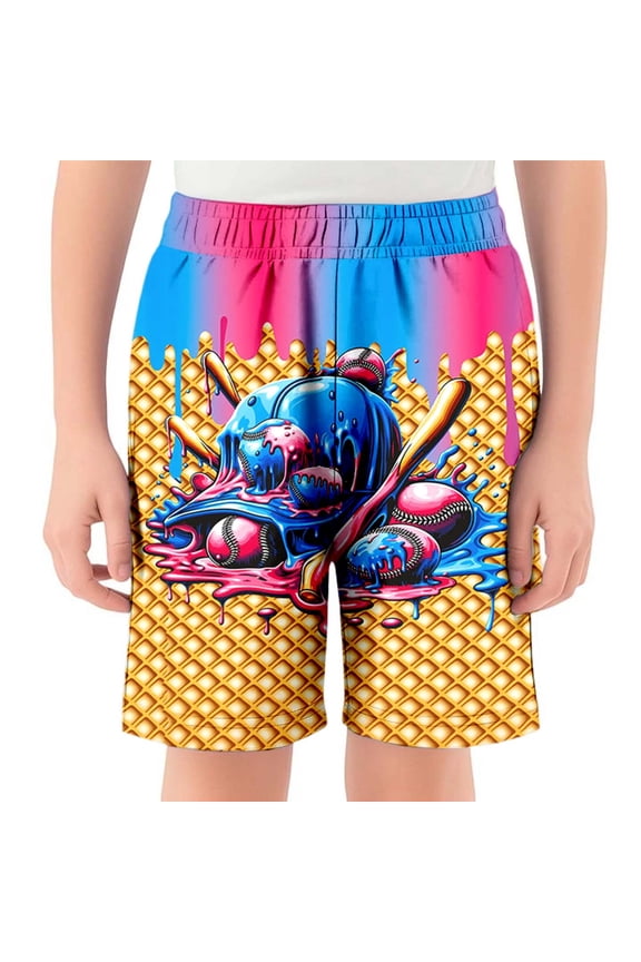 Boys Shorts Size 5-6Y Beach Printed Casual Short with Elastic Waist Pockets Everyday Play Lightweight Kids Board Shorts Khaki