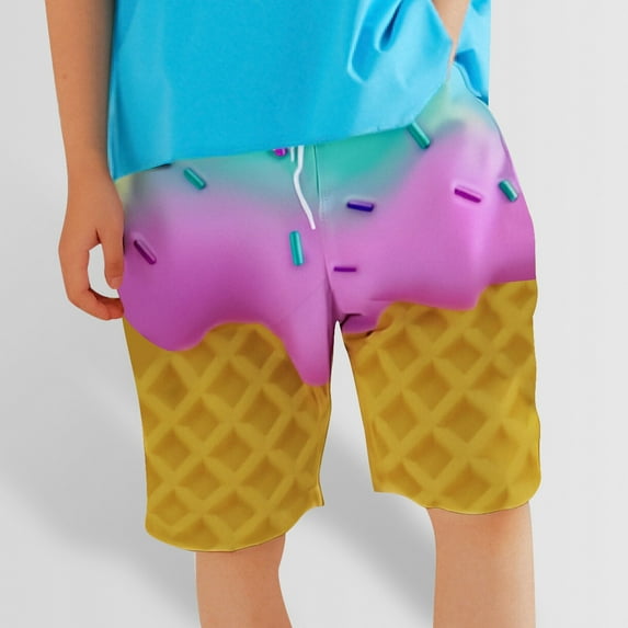 Boys' Shorts Summer Print Straight Leg Regular Pull-On Boy Summer Clothes Kids Boys 9-10 Years Clothes