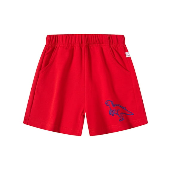 Boys Shorts Toddler Kids Boys Summer Solid Shorts with Dinosaur Print Elastic Waist Breathable Lightweight Shorts Summer Shorts Red 4 Years-5 Years