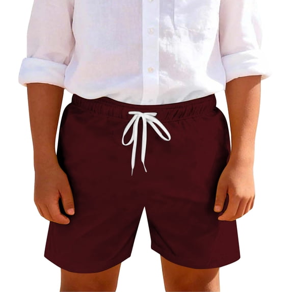 Boys Silš¤ Cotton Shorts Kids Athletic Casual Drawstring Shorts with Pockets Teen Elastic Waist Pull-on Short Pants for Sports