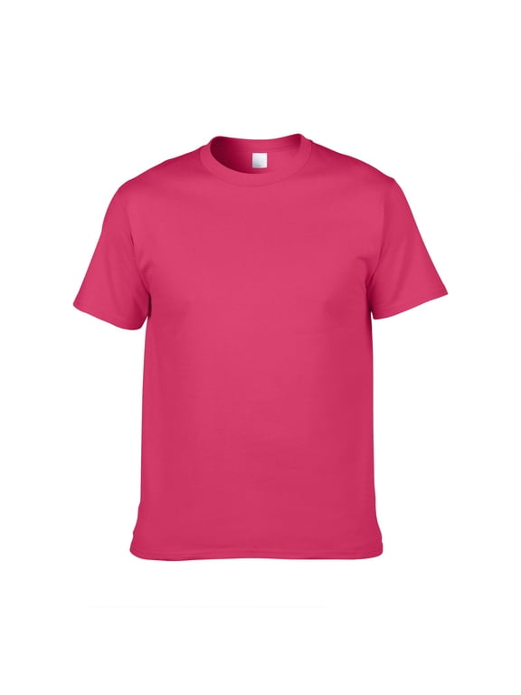 Boys Simple Solid Short Sleeve T-Shirt Basic Round – Neck Cotton Comfortable Top, Daily Casual Wear Clothes For Kids Unisex Versatile Summer Style