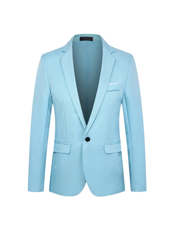 Boys' Single- Blazer Jacket, Kids Formal Suit Coat, Slim Fit Solid Color Dress Blazer, Casual Business Wedding Party Outwear, Ages 10-18