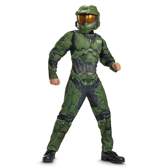 Boys Size Medium (8-10) Master Chief Infinite Classic Muscle Deluxe Halloween Child Costume Halo, Disguise