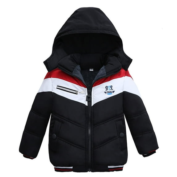 Boys Ski Jacket Size 5 Kids Zipper Windproof Baby Coat Stripe Boys Girls Jacket Toddler Winter Hooded Boys Coat&jacket Z0C-Black, 3-4 Years