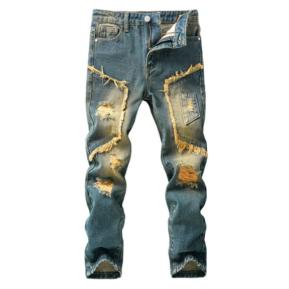 Boys Skinny Fit Ripped Distressed Stretch Jeans Fashion Denim Pants for Kids Streetwear Slim Trousers