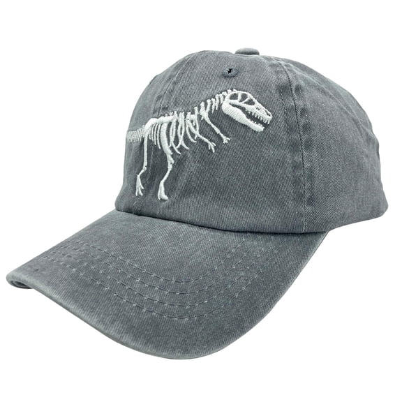 Boys' Skull Dinosaur Hat Washed Vintage Embroidered Baseball Cap