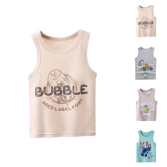 Boys Sleeveless Casual Top for Summer Essentials Kids Clothing Boys Tops Shirt Lightweight Everyday Wear Casual Boys Clothes for Warm Weather