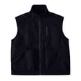 thumbnail image 1 of Boys Sleeveless Jackets Stand Collar Front Zip Vest Outwear Casual Loose Stylish Coat With Multi Pockets (14-15 Years, Black), 1 of 6