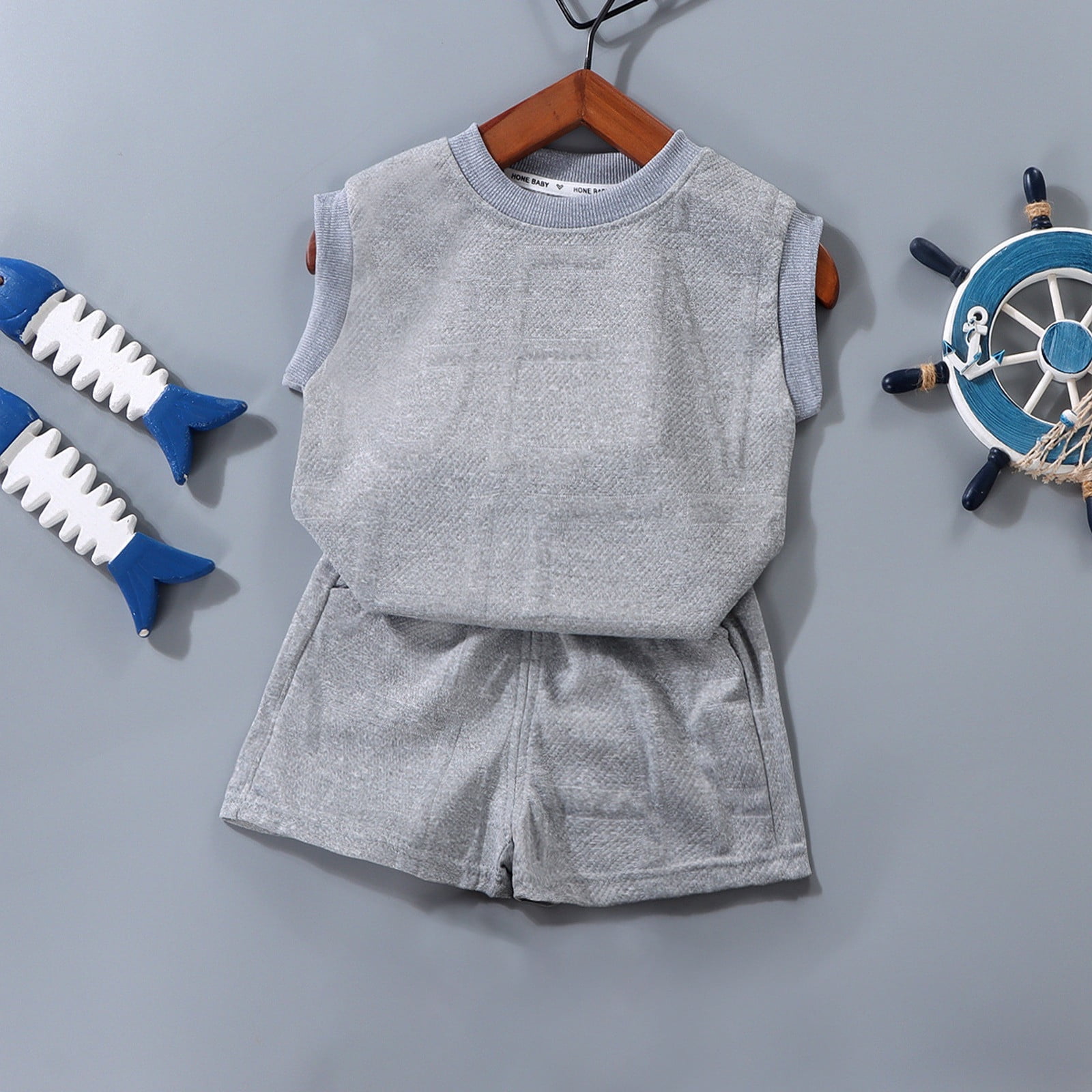 Boys Sleeveless Vest and Shorts 2 Piece Summer Set Loose Casual Outfit — free download