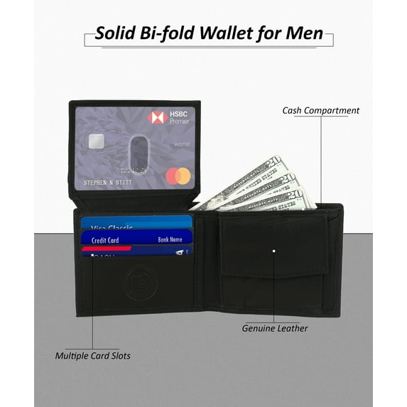 Boys Slim Compact Flap Id and Coin Pocket Bifold Wallet by Leatherboss