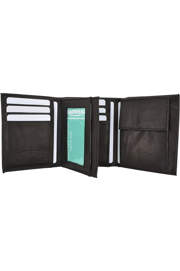 Boys Slim Compact Flap Id and Coin Pocket Trifold Wallet soft leather