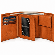 Boys Slim Compact Flap Id and Coin Pocket Trifold Wallet with Flap, Tan