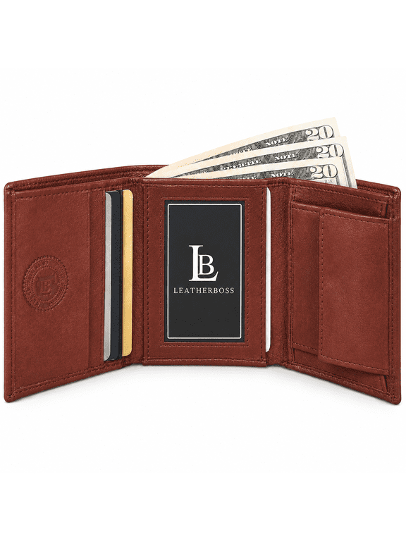 Boys Slim Compact Id and Coin Pocket Trifold Wallet Black