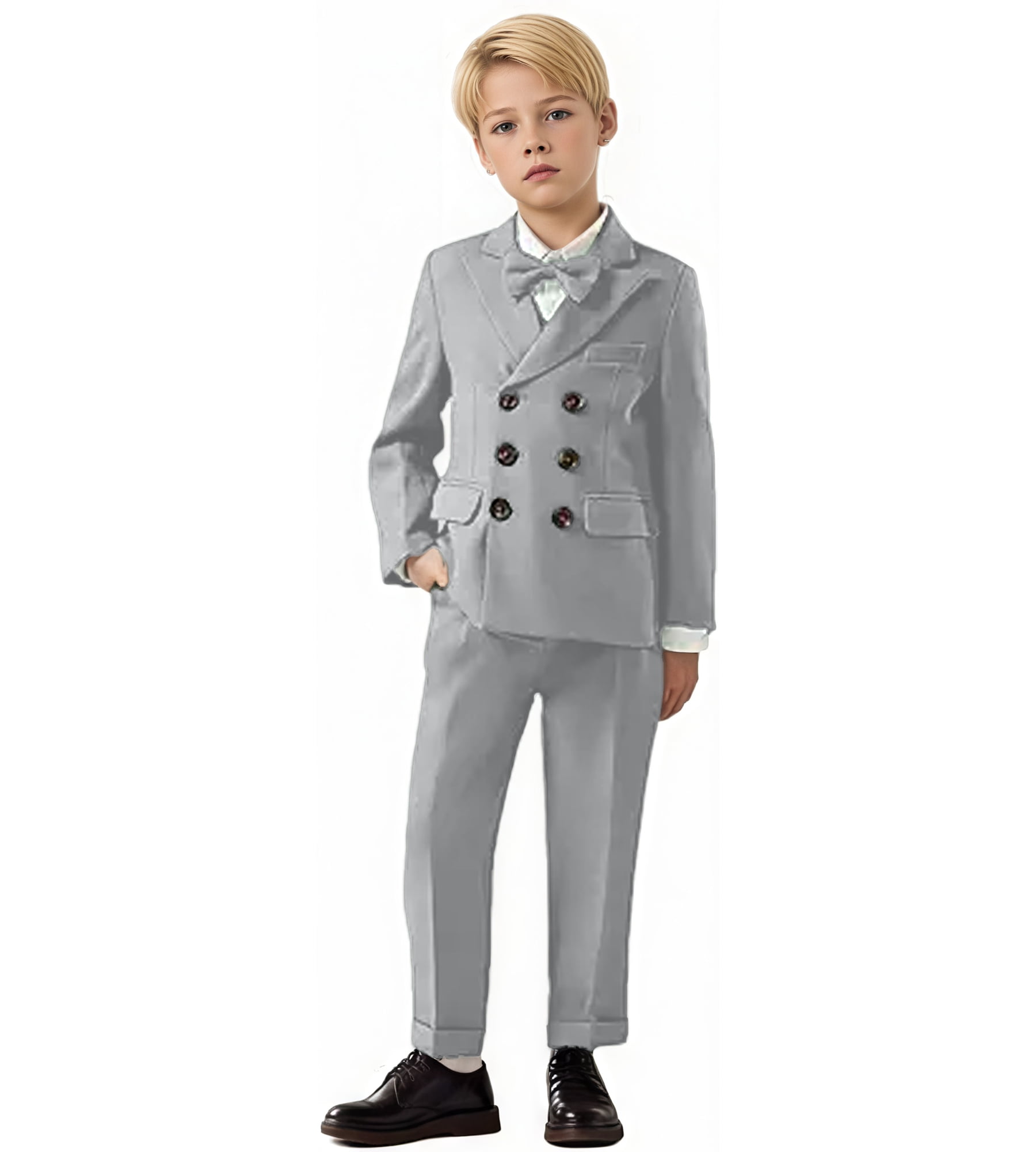 Men's 3-Piece Double Breasted Tuxedo Suit - Peak Lapel Jacket, Waistcoat & Pants For Wedding Groomsmen