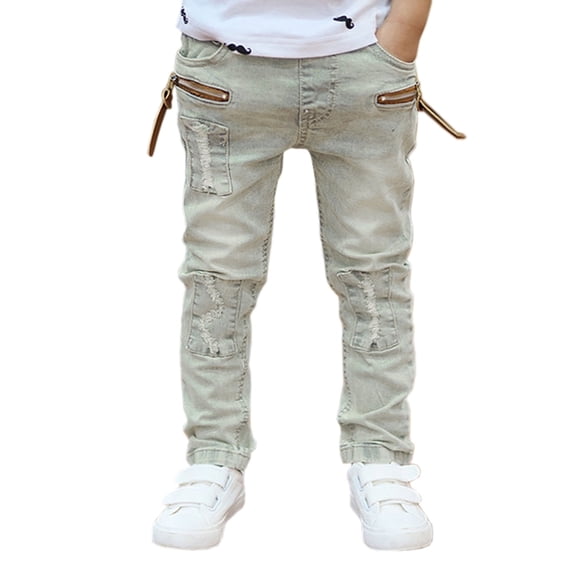 Boys Slim Jeans Child Denim Pants Spring Fall Kids Casual Elastic-Waisted Trousers