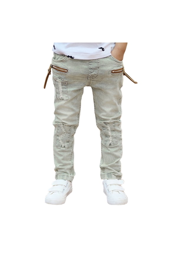 Boys Slim Jeans Child Denim Pants Spring Fall Kids Casual Elastic-Waisted Trousers