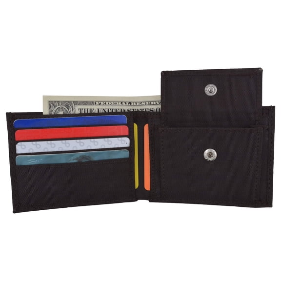 Boys Slim Thin Kids Nylon Bifold Brown Wallet with Coin Pouch Gift!!!