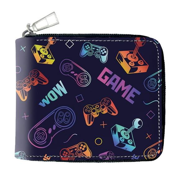 Boys Slim Zip Around Wallet Multi Card Holder Slim Wallet with Zipper Coin Purse,Bifold Wallet for boys, Teens(Game-2)